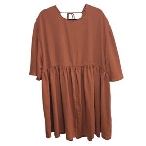 ASOS Women's Rust Brown Babydoll Top Tunic Shirt Blouse Size 16